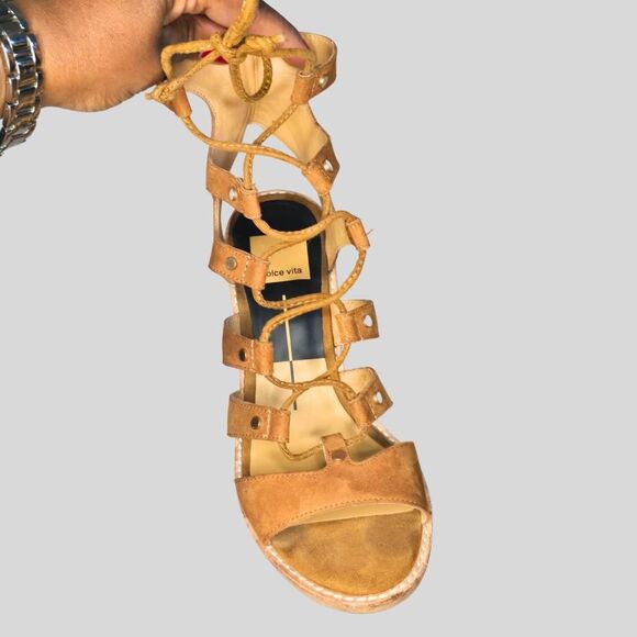 Dolce Vita Lyndon Sandals Women’s Size 6.5 Brown Suede Lace-Up Block Heel Boho - Picture 12 of 13